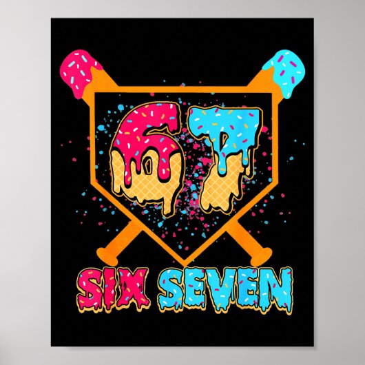 Baseball Drip Number 67 Player Or 67th Birthday Bo ポスター (正面)