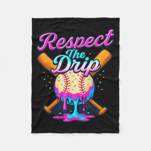 Baseball Drip Team For Boys Ice Cream Cool フリースブランケット (正面)