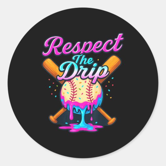 Baseball Drip Team For Boys Ice Cream Cool  ラウンドシール (正面)