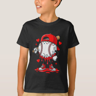 Baseball Drip Valentines Shirt Design, Cool Sports Tシャツ
