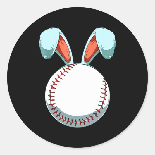 Baseball Easter Day Bunny Ears Rabbit Baseball Fa  ラウンドシール (正面)