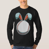 Baseball Easter Day  Bunny Ears Rabbit Baseball Fa Tシャツ (正面)