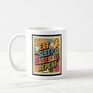 Baseball Eat Sleep Repeat Pop Art Personalized コーヒーマグカップ