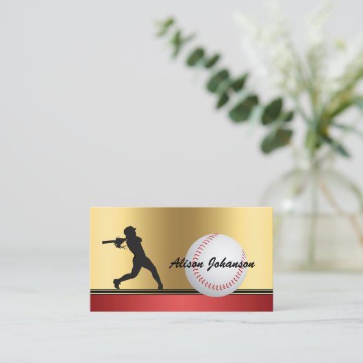 Baseball emphasis with female silhouette Baseball  名刺 (スタンド正面)