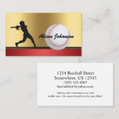 Baseball emphasis with female silhouette Baseball  名刺 (正面/裏面)