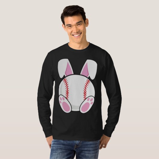Baseball Fan Easter Baseball Bunny Easter Friend R Tシャツ (正面フル)