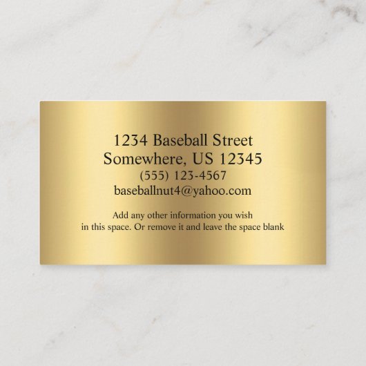 Baseball Fan or Player batter silhouette baseball 名刺 (裏面)