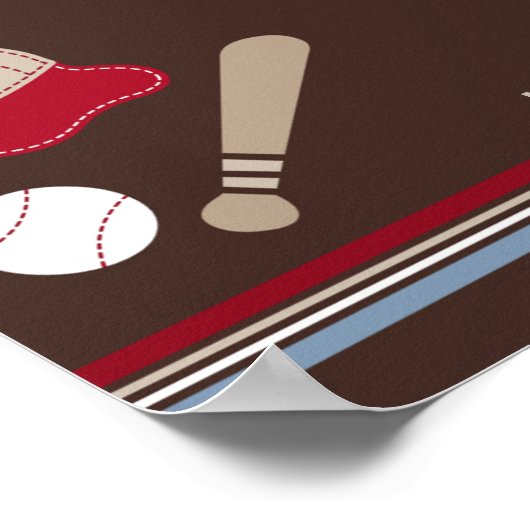 Baseball Fan Personalized Kid Wall Art ポスター (角)