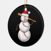 Baseball Fan Snowman Funny Christmas For men セラミックオーナメント (左)