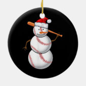 Baseball Fan Snowman Funny Christmas For men セラミックオーナメント (裏面)