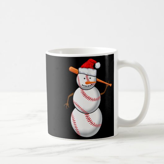 Baseball Fan Snowman Funny Christmas Gift コーヒーマグカップ (右)