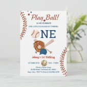 Baseball First Birthday Rookie of The year photo 招待状 (スタンド正面)