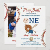 Baseball First Birthday Rookie of The year photo 招待状 (正面/裏面)