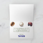 Baseball First Year Down 1st Birthday サンキューカード (内部)