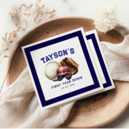 Baseball First Year Down 1st Birthday スタンダードカクテルナプキン