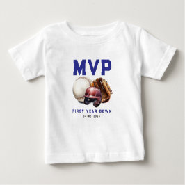 Baseball First Year Down 1st Birthday ベビーTシャツ