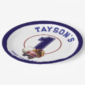 Baseball First Year Down 1st Birthday ペーパープレート (アングル)