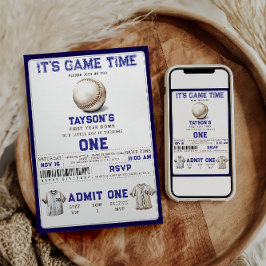 Baseball First Year Down 1st Birthday  招待状