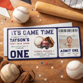 Baseball First Year Down 1st Birthday Ticket 招待状