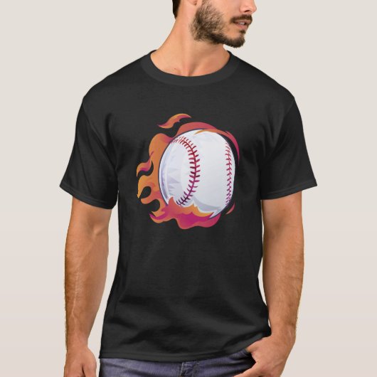 Baseball Flame Cute Baseball Player Coach Athlete Tシャツ (正面)