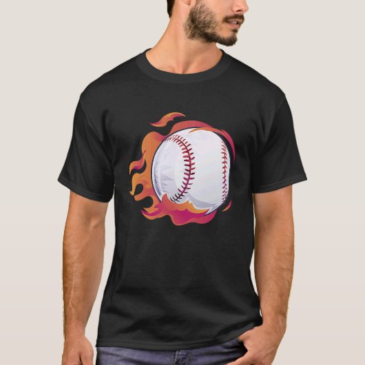 Baseball Flame Cute Baseball Player Coach Athlete Tシャツ (正面)