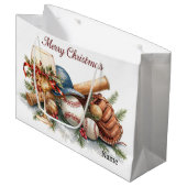 Baseball for Christmas with name for Player ラージペーパーバッグ (正面アングル)