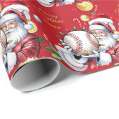 Baseball for Christmas with Santa Hat  ラッピングペーパー (ロールコーナー)