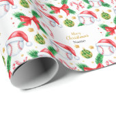 Baseball for Christmas with Santa Hat  ラッピングペーパー (ロールコーナー)