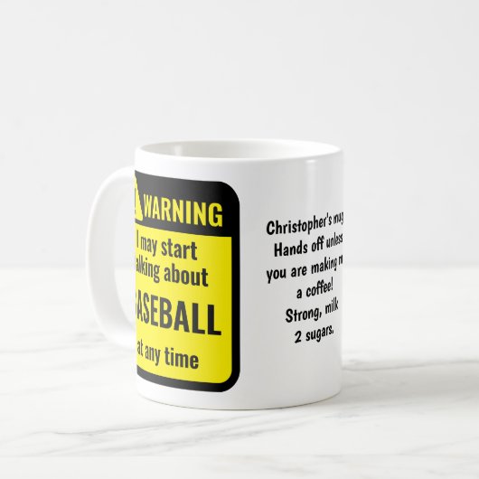 Baseball Funny Personalized コーヒーマグカップ (正面左)