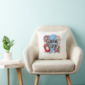 Baseball Game Day Retro Tis The Season Checkered クッション (椅子)