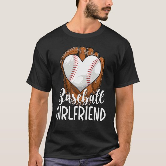 Baseball Girlfriend Heart Girlfriend Of A Baseball Tシャツ (正面)
