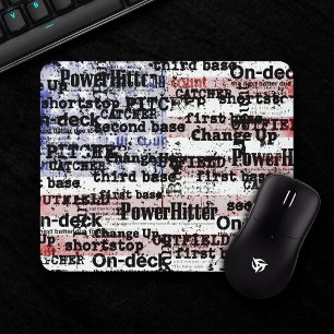 Baseball Glory   Faded Grunge American Flag Words マウスパッド