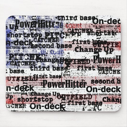 Baseball Glory | Faded Grunge American Flag Words マウスパッド (正面)