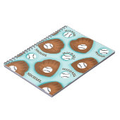 Baseball Glove Ball & Boy Name Pattern Sports Them ノートブック (左側)