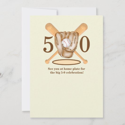 Baseball Glove Bats Themed Men's 50th Birthday 招待状 (裏面)