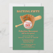 Baseball Glove Batting Fifty Men's 50th Birthday 招待状 (正面)