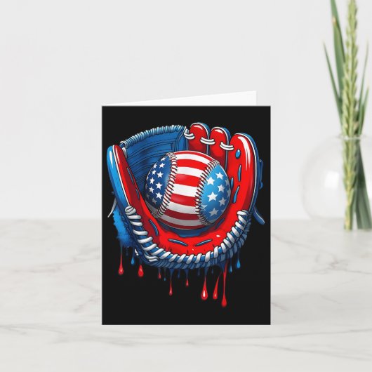 Baseball Glove Drip Boy Ice Cream Patriotic Us Fla カード (正面)