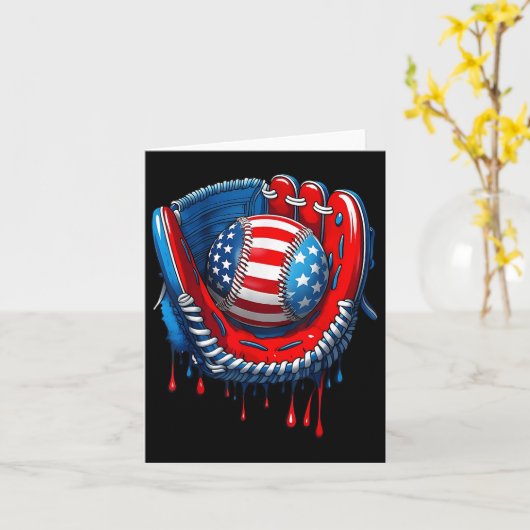 Baseball Glove Drip Boy Ice Cream Patriotic Us Fla カード (黄色い花)