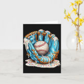 Baseball Glove Ice Cream Drip With Sprinkles Men B カード (黄色い花)