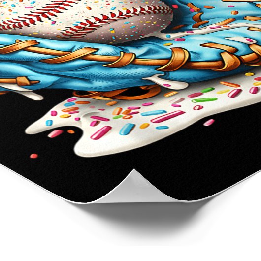 Baseball Glove Ice Cream Drip With Sprinkles Men B ポスター (角)