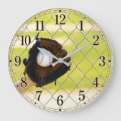 Baseball Glove  Vintage Catcher's Mitt Sports  ラージ壁時計 (正面)