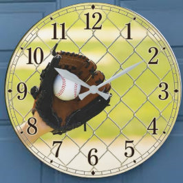 Baseball Glove Vintage Catcher's Mitt Sports ラージ壁時計
