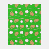 Baseball - Gloves, Balls & Bats Seamless Pattern フリースブランケット (正面)