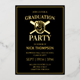 Baseball Graduation Party 箔招待状