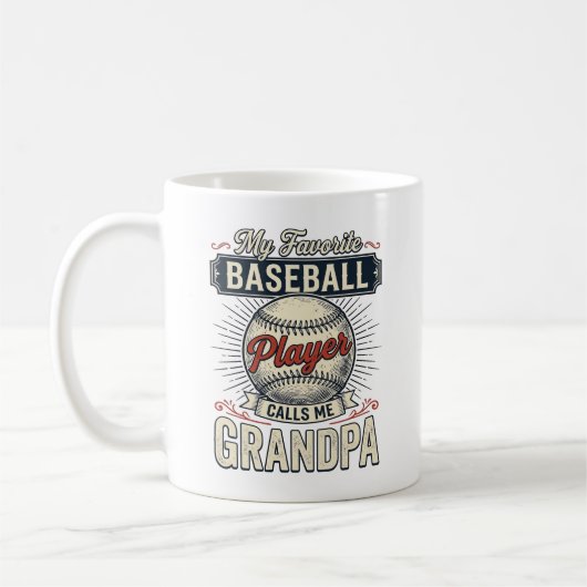 Baseball Grandpa Vintage Engraving Shirt Design_1 コーヒーマグカップ (左)