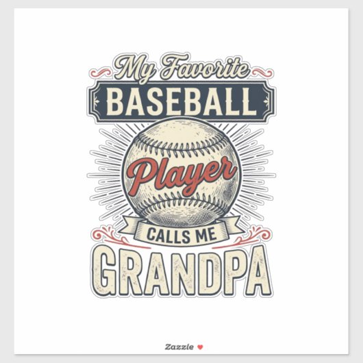 Baseball Grandpa Vintage Engraving Shirt Design_1 シール (シート)