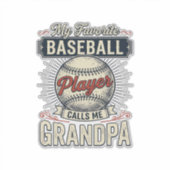 Baseball Grandpa Vintage Engraving Shirt Design_1 シール (正面)