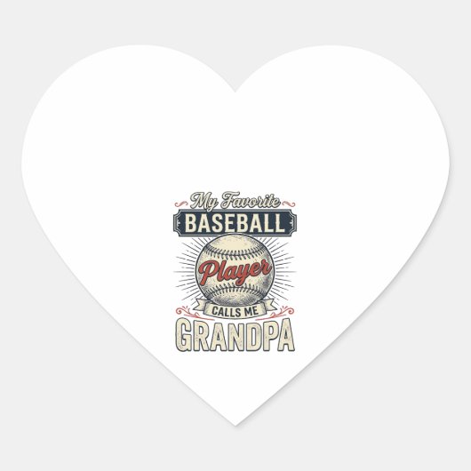 Baseball Grandpa Vintage Engraving Shirt Design_1 ハートシール (正面)