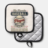 Baseball Grandpa Vintage Engraving Shirt Design_1 鍋敷き (正面/裏面)