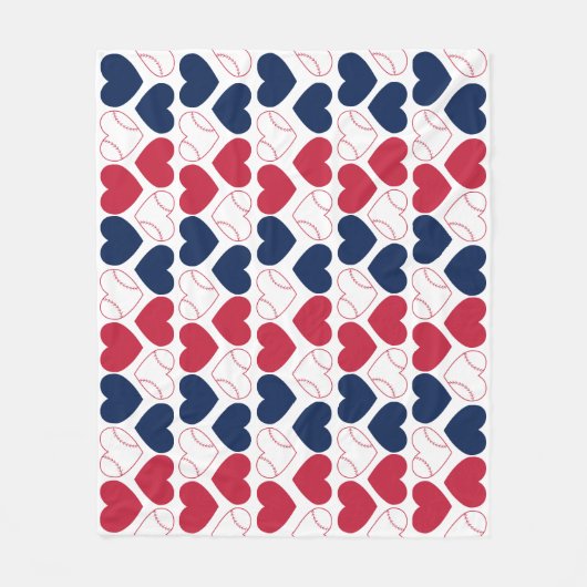 Baseball Heart フリースブランケット (正面)